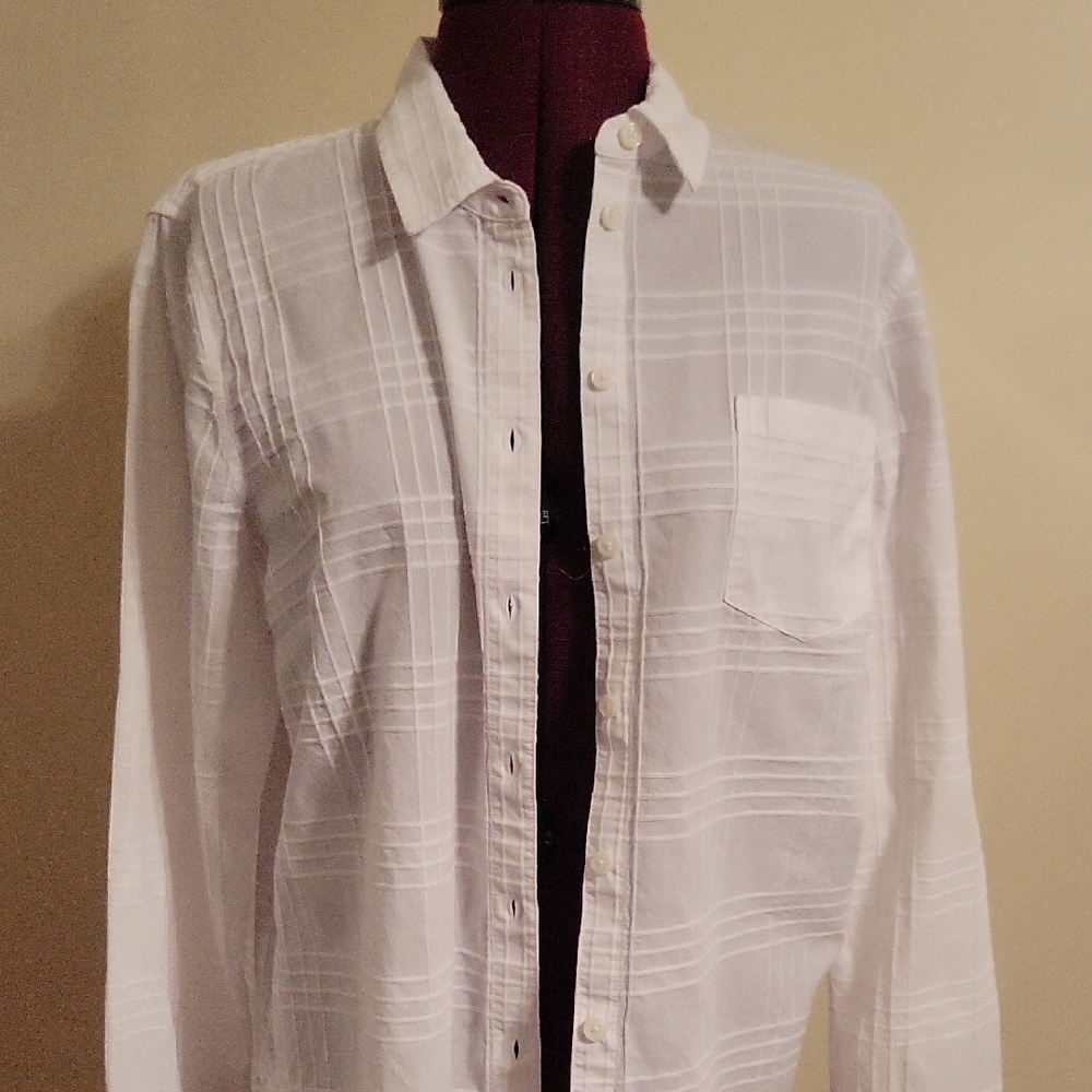 Banana Republic Womens White Button-Up Shirt LARGE L